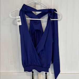 Express silky, sexy, royal Blue Sleeveless halter W/neck tie size XXS